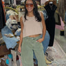Just Black Denim Barrel Leg Jeans – Olive Green - Cowgirl Charm