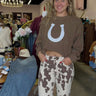 Just Black Denim Cow print wide leg - Cowgirl Charm