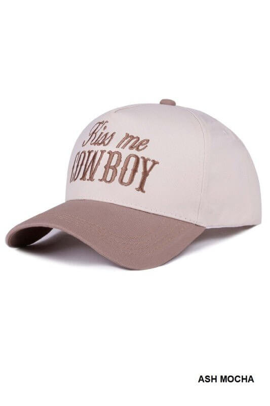 Kiss Me Cowboy Two Tone Canvas Cotton Cap - Cowgirl Charm