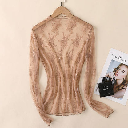 Hope & Sunshine lace mesh top featuring delicate lace and sheer mesh fabric, stylish and breathable for casual or evening wear.