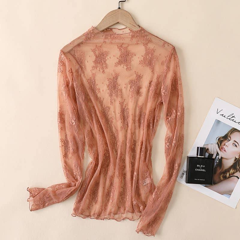 Hope & Sunshine lace mesh top featuring delicate lace details and sheer mesh fabric, stylish and lightweight for casual or dressy wear.