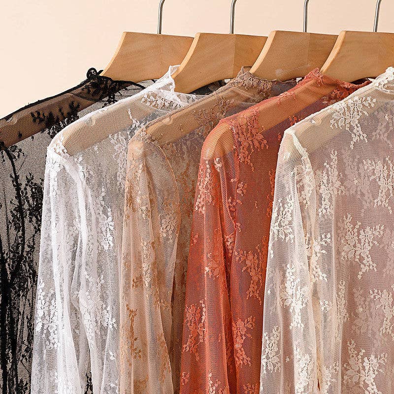 Hope & Sunshine lace mesh top featuring delicate floral lace and sheer mesh fabric, stylish and lightweight for casual wear.