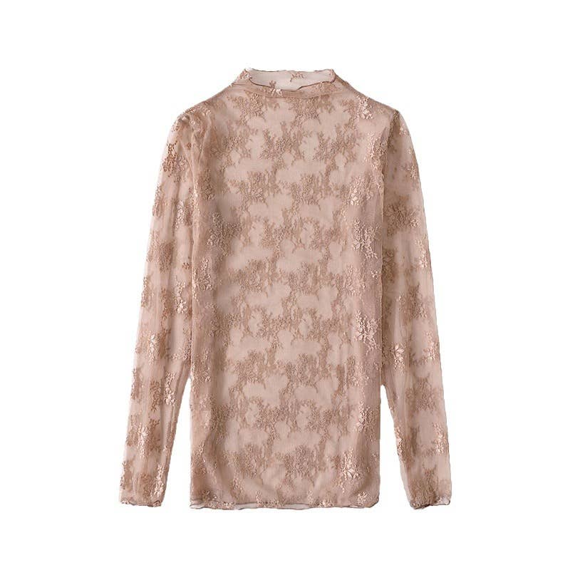 Hope & Sunshine lace mesh top featuring delicate floral lace fabric and sheer mesh panels on a stylish women's top.