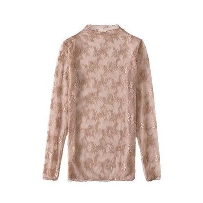 Hope & Sunshine lace mesh top featuring delicate floral lace fabric and sheer mesh panels on a stylish women's top.