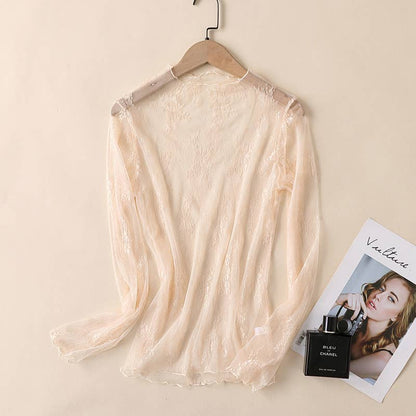 Hope & Sunshine lace mesh top featuring delicate lace details and sheer mesh fabric, perfect for stylish layered looks.