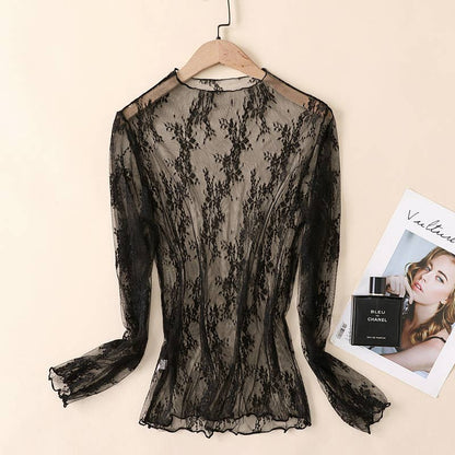 Hope & Sunshine lace mesh top featuring intricate lace detailing and lightweight mesh fabric, perfect for stylish layered looks.