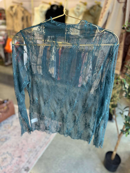 Hope & Sunshine lace mesh top featuring delicate lace and see-through mesh fabric, stylish and lightweight for trendy wear.