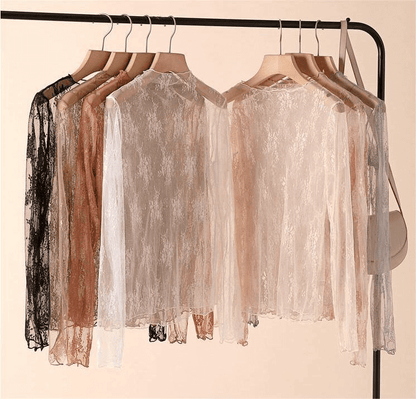 Hope & Sunshine lace mesh top featuring delicate lace and sheer mesh fabric, stylish and breathable for casual or dressy wear.