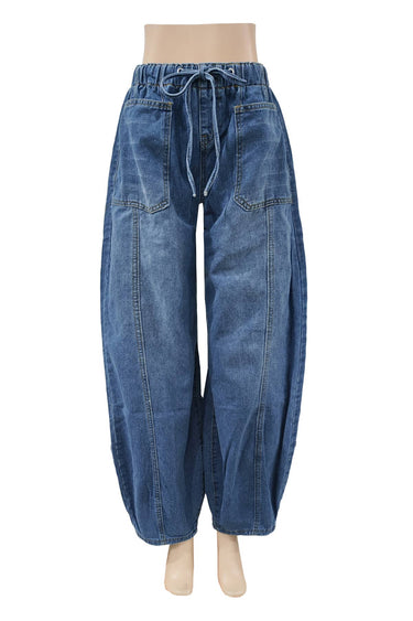 Laidback Mid - Waist Barrel Jeans - Cowgirl Charm