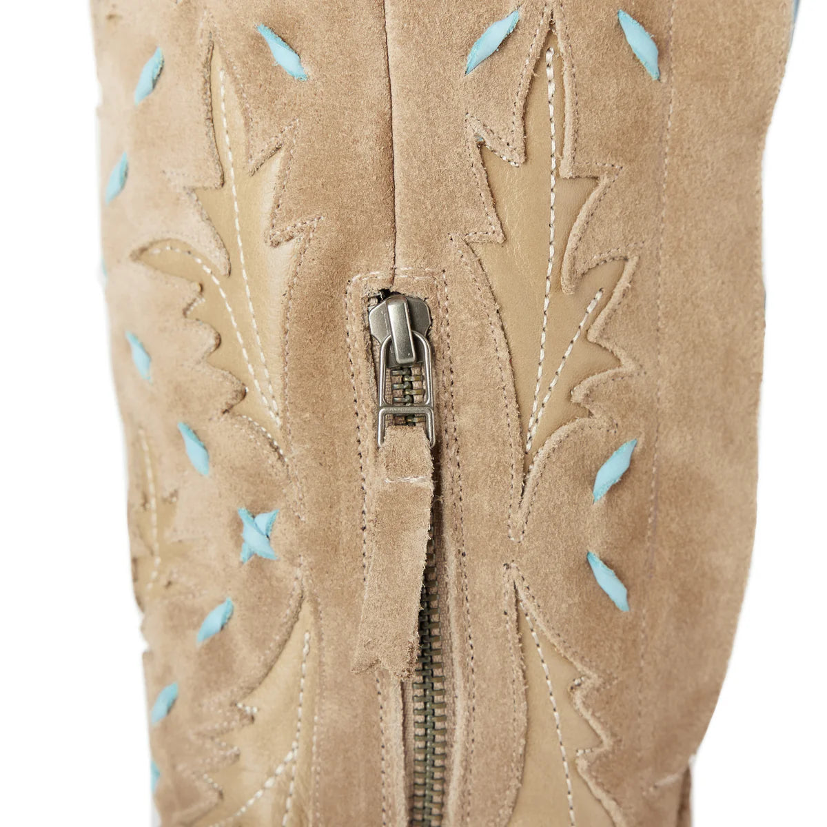 Lane Boots Reverie Knee High Corset - Latte Suede and Powder Blue