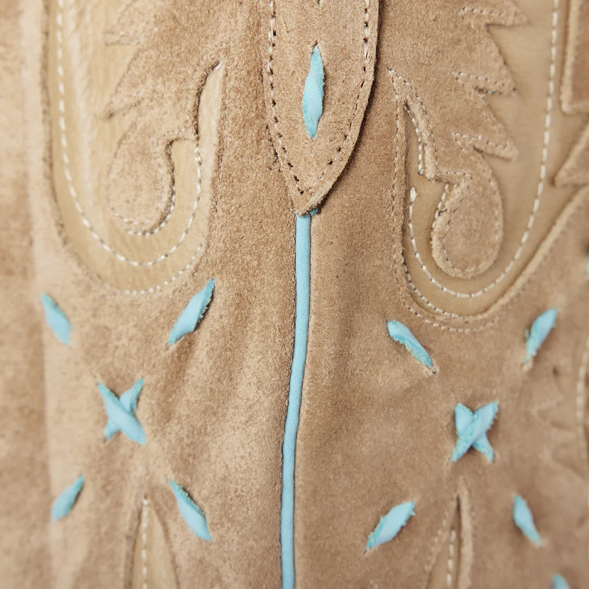 Lane Boots Reverie Knee High Corset - Latte Suede and Powder Blue