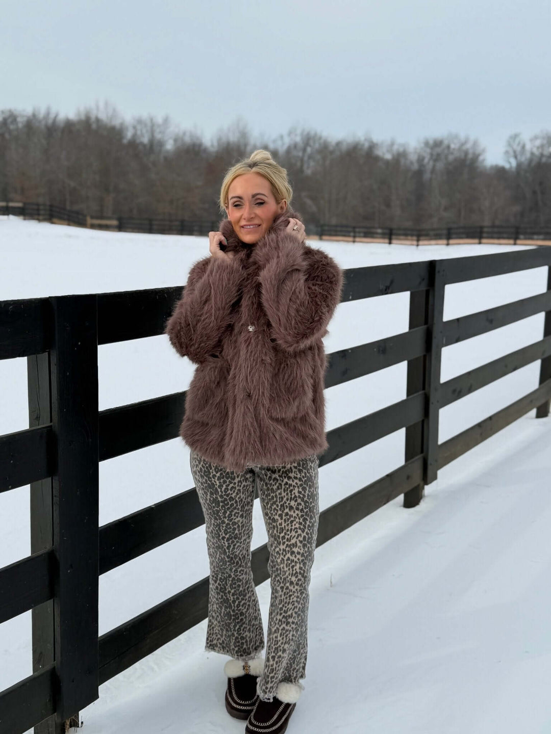 Leopard Distressed Hem Jeans - Cowgirl Charm