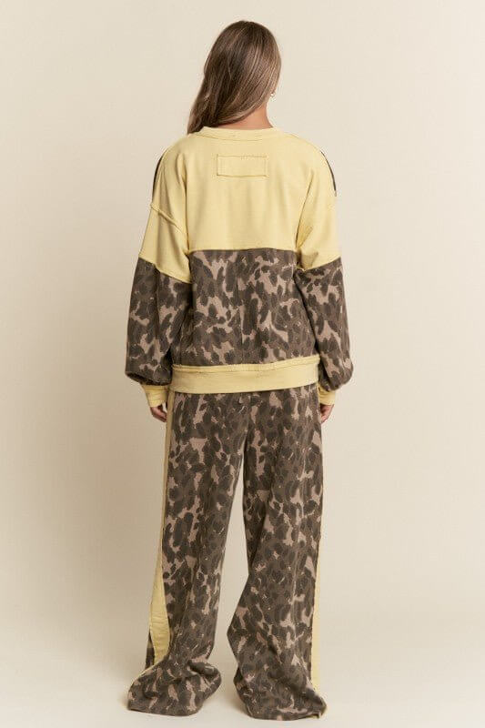 Leopard Print Solid Stripe Wide Leg Bottoms - Cowgirl Charm