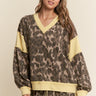 Leopard Print V Neck Patchwork Sweater Top - Cowgirl Charm