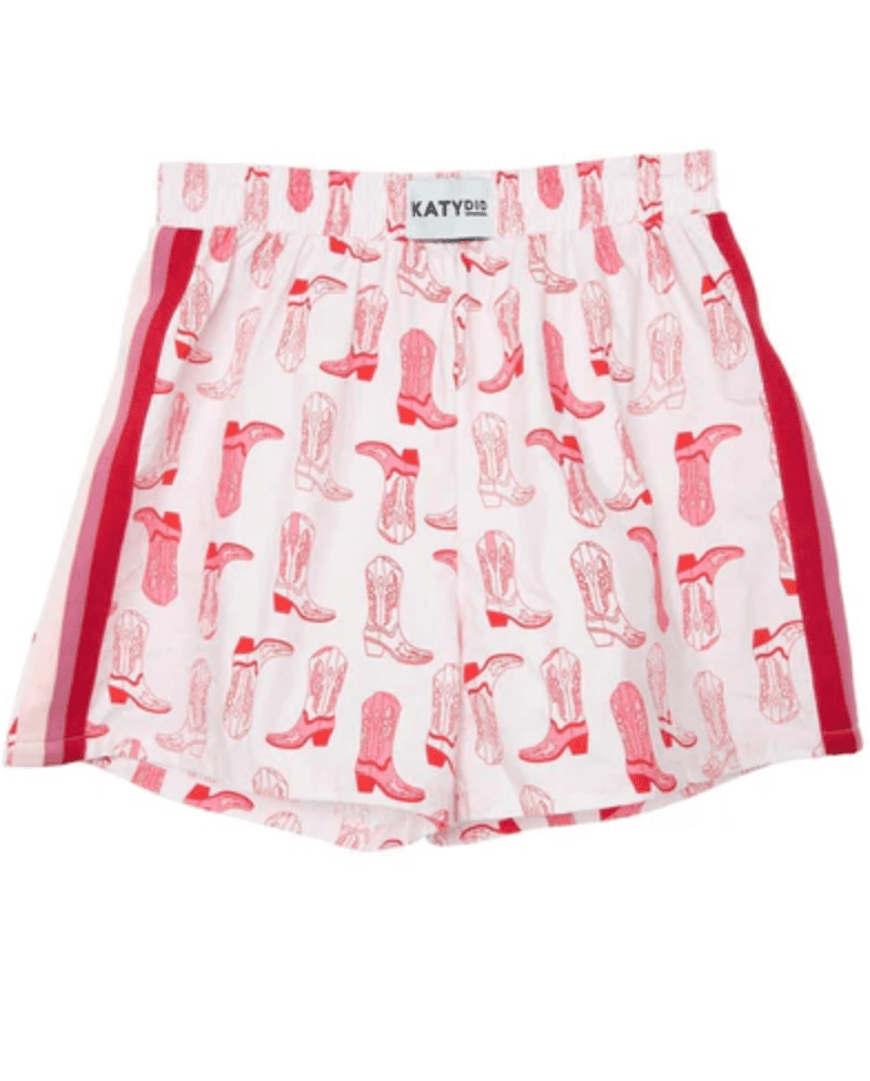 Light Pink Western Boots Boxer Shorts - Cowgirl Charm