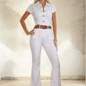 Long Bootcut White Denim Jumpsuit - Cowgirl Charm