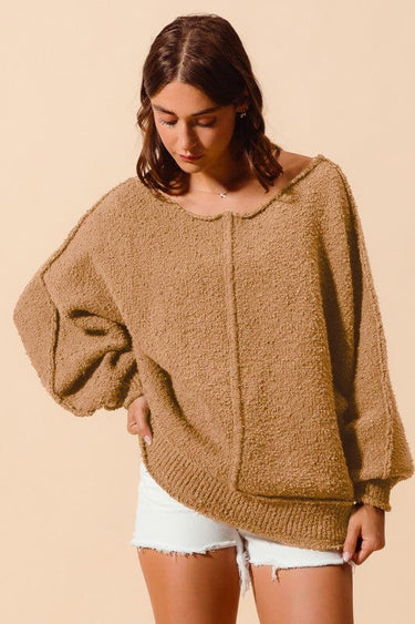 Loose Fit Exposed Seam Sweater - Cowgirl Charm