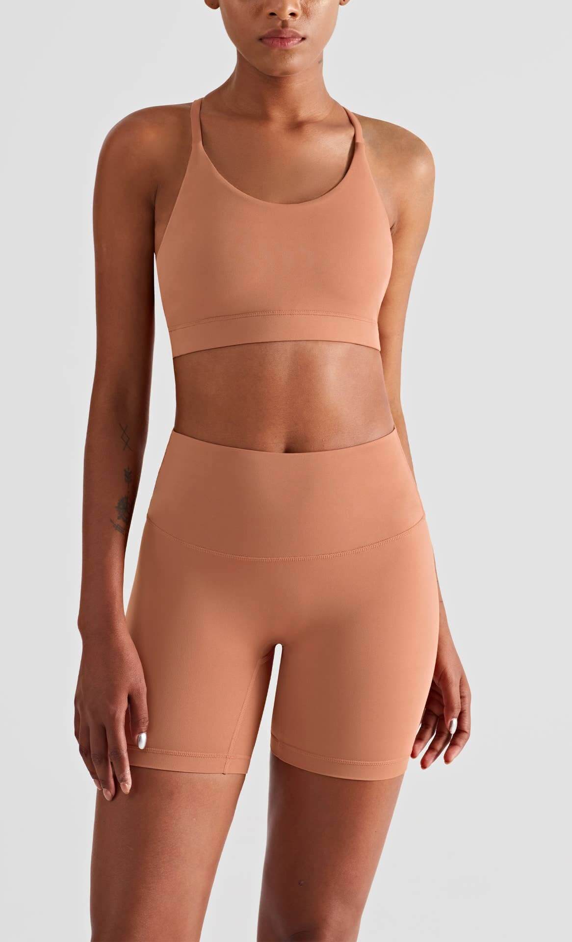 Luna 2-piece sports bra and shorts yoga and Pilates workout set by 91thelabel, featuring comfortable athletic wear for exercise.