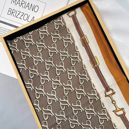 Velvet scarf with luxury chain print by ACCITY, stylish accessories for adding elegance to outfits.