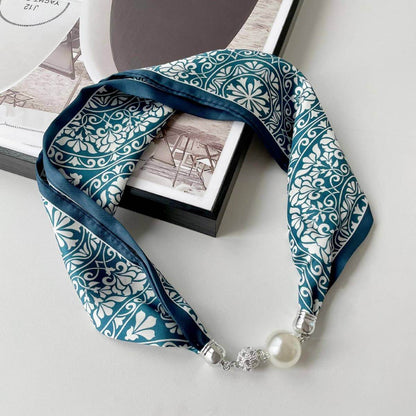 Elegant magnetic silk scarf necklace by ACCITY, featuring a stylish neck wrap with a smooth, luxurious silk finish.