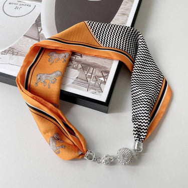 Magnetic Silk Scarf Necklace – Elegant Neck Wrap_CWASC0752 - Cowgirl Charm