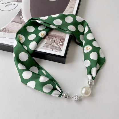 Elegant magnetic silk scarf necklace by ACCITY, featuring a stylish neck wrap with a smooth, luxurious fabric design.