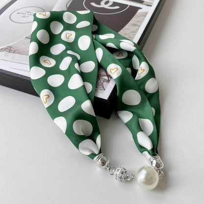 Elegant magnetic silk scarf necklace by ACCITY, stylish neck wrap accessory with a smooth, luxurious silk finish.