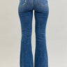 Midrise Button Fly Distressed Trouser Flare - Judy Blue - Cowgirl Charm
