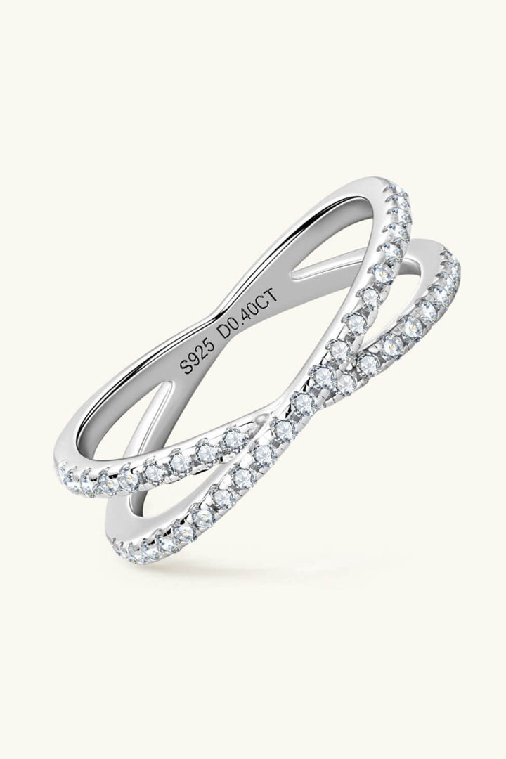 Moissanite Crisscross Ring – 925 Sterling Silver Infinity Band with 0.40 CT Stones - Cowgirl Charm