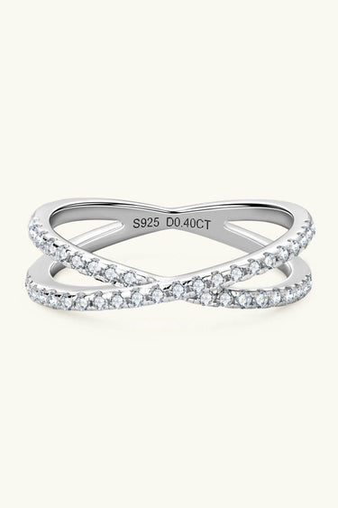 Moissanite Crisscross Ring – 925 Sterling Silver Infinity Band with 0.40 CT Stones - Cowgirl Charm