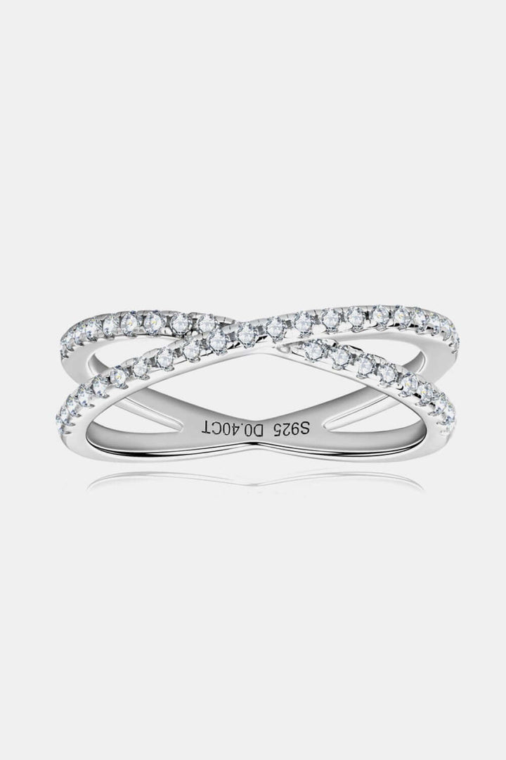Moissanite Crisscross Ring – 925 Sterling Silver Infinity Band with 0.40 CT Stones - Cowgirl Charm