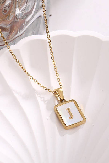 Stainless steel tarnish-free necklace with initial pendant by JOSSLYN, stylish accessories jewelry for everyday wear.