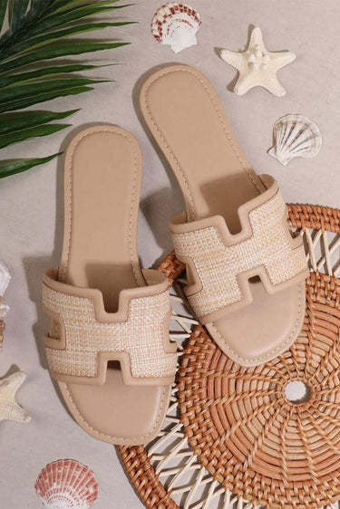 Natural Woven Slide Sandals – Casual Summer Flats | Cowgirl Charm - Cowgirl Charm
