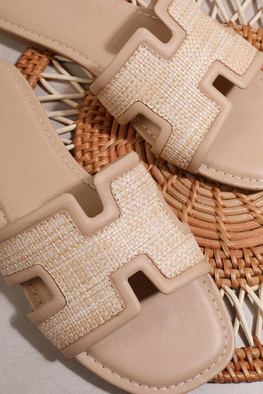 Natural Woven Slide Sandals – Casual Summer Flats | Cowgirl Charm - Cowgirl Charm