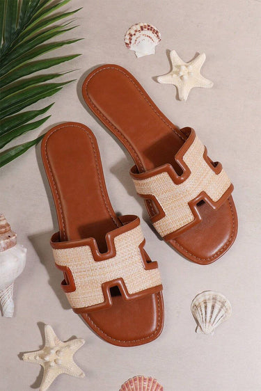 Natural Woven Slide Sandals – Casual Summer Flats | Cowgirl Charm - Cowgirl Charm