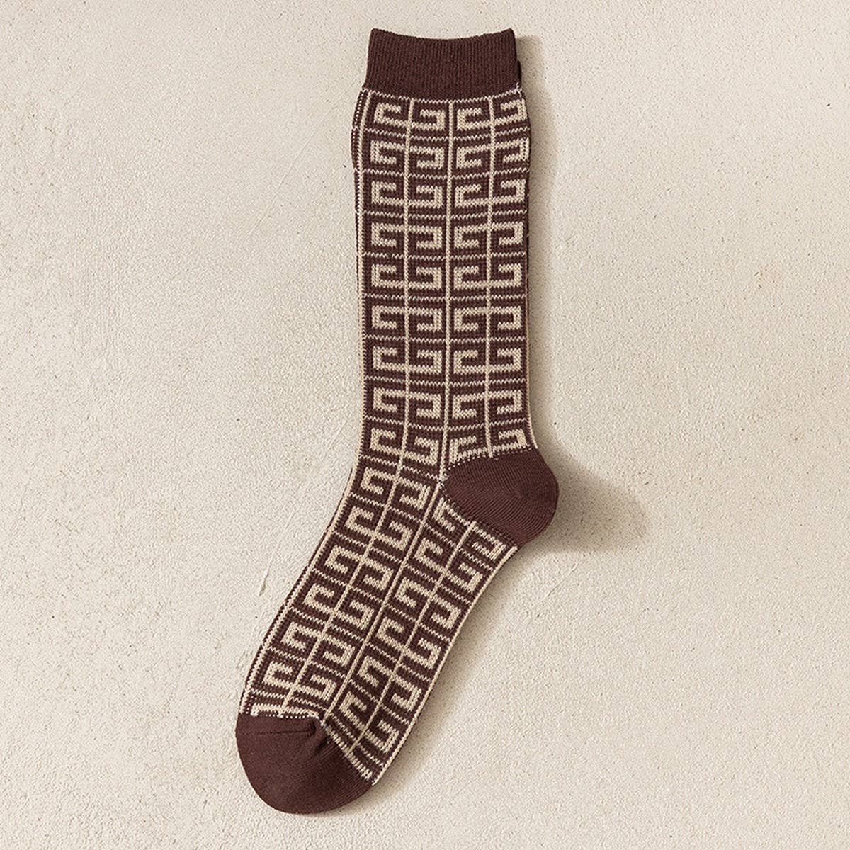 Pair of new autumn cotton women's mid-calf socks from ACCITY, featuring cozy fabric and stylish design.