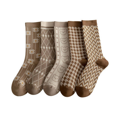 New autumn cotton women's mid-calf socks by ACCITY, soft knit with a cozy fall-inspired design.