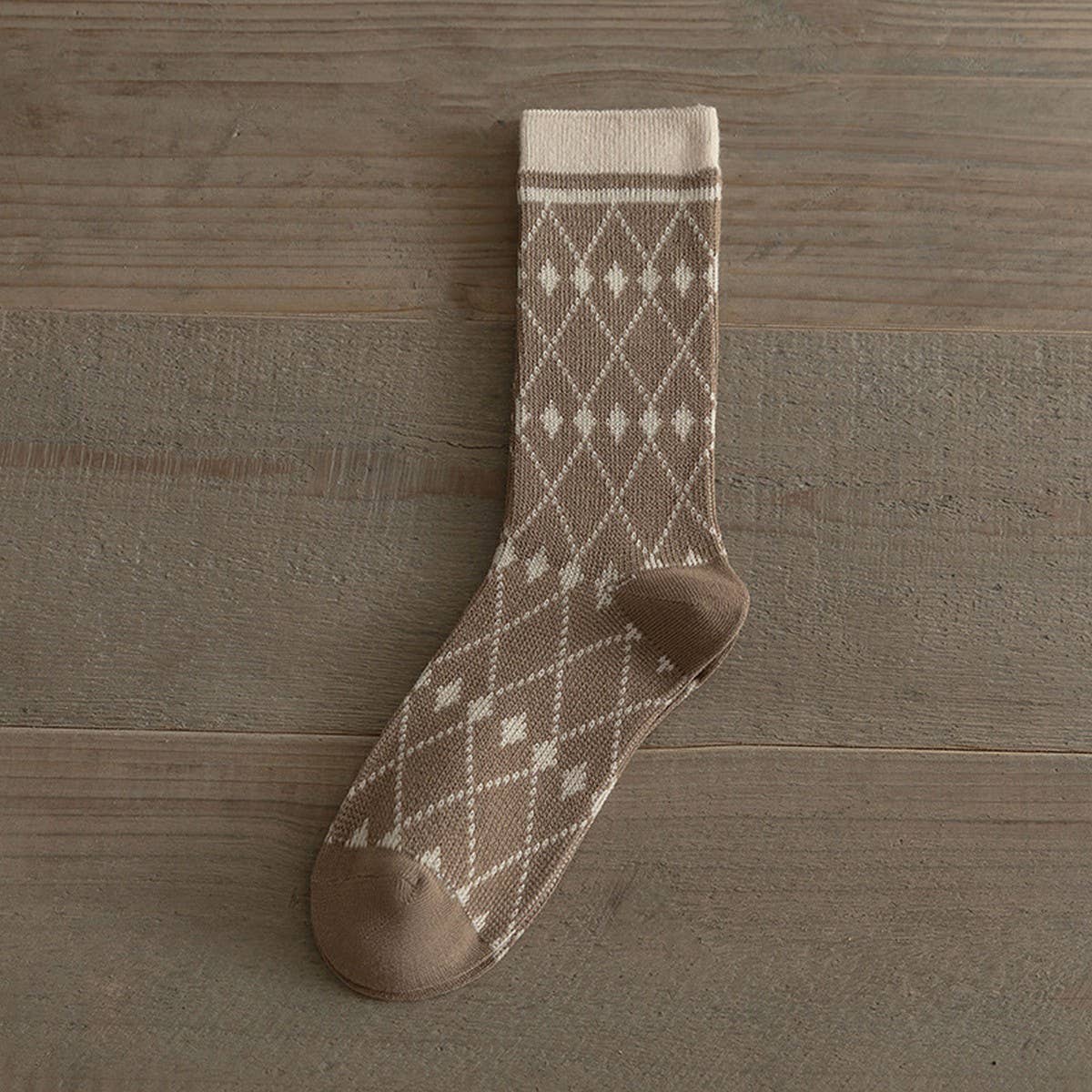 Pair of new autumn cotton women's mid-calf socks by ACCITY, featuring cozy knit and stylish design for everyday wear.