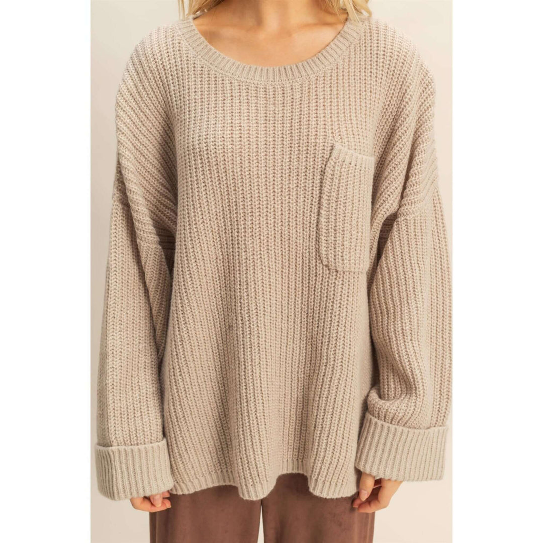 Oversized Casual Ribbed Knit Sweater - Cowgirl Charm