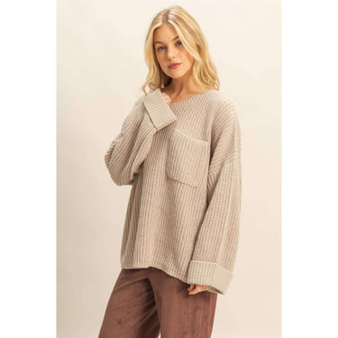 Oversized Casual Ribbed Knit Sweater - Cowgirl Charm