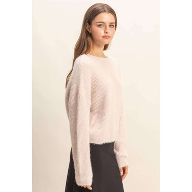 Oversized Fuzzy Sweater With Back Twist Detail - Cowgirl Charm