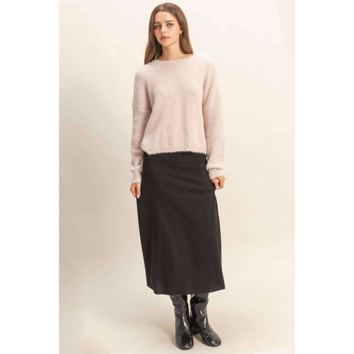 Oversized Fuzzy Sweater With Back Twist Detail - Cowgirl Charm