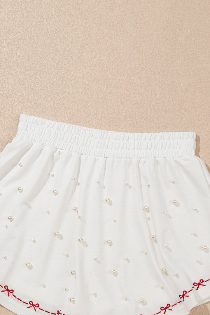 Pearl Puff Sleeve Lounge Set – White Embroidered Two - Piece Outfit | Cowgirl Charm - Cowgirl Charm