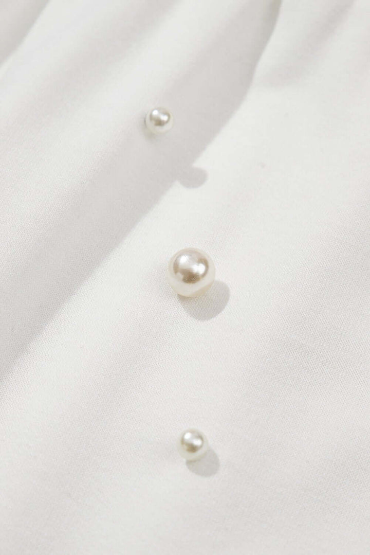 Pearl Puff Sleeve Lounge Set – White Embroidered Two - Piece Outfit | Cowgirl Charm - Cowgirl Charm