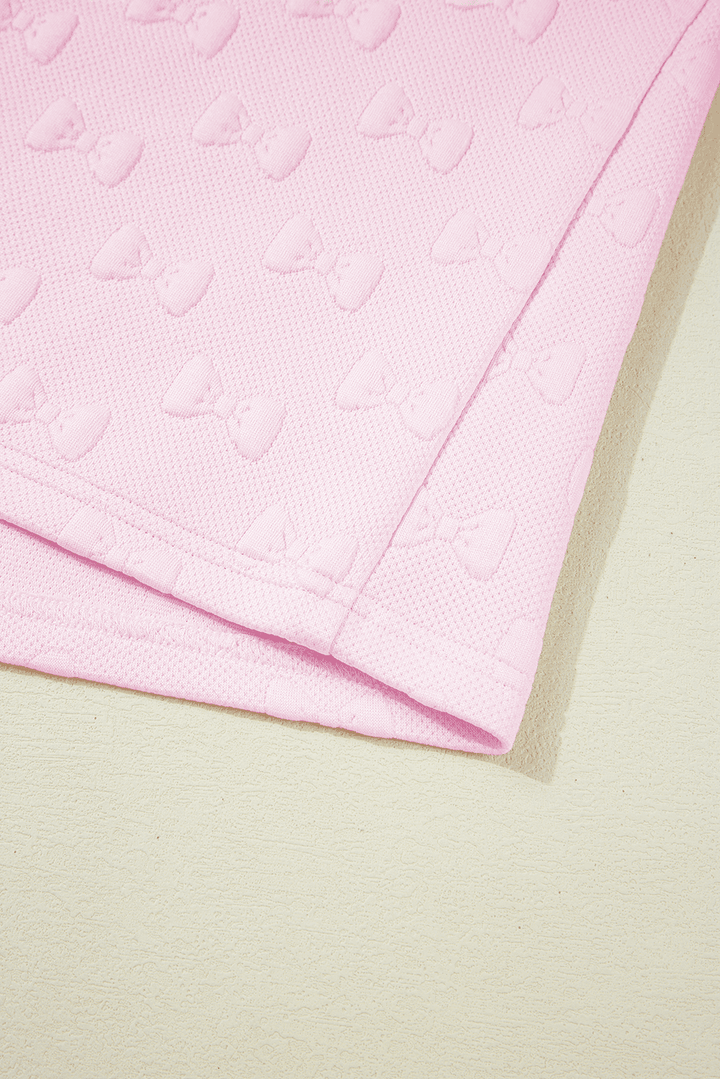 Pink Bow Textured Lounge Set – Cute Western Summer Outfit | Cowgirl Charm - Cowgirl Charm