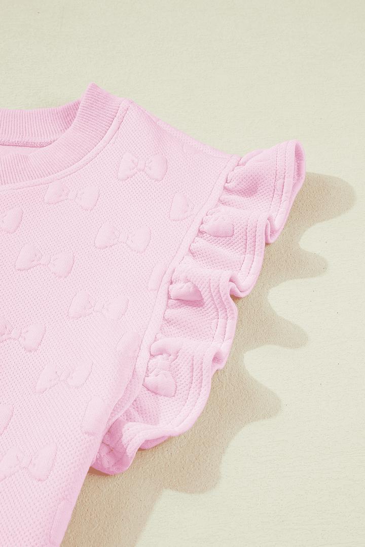 Pink Bow Textured Lounge Set – Cute Western Summer Outfit | Cowgirl Charm - Cowgirl Charm