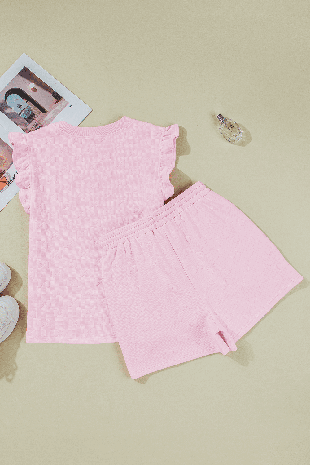 Pink Bow Textured Lounge Set – Cute Western Summer Outfit | Cowgirl Charm - Cowgirl Charm