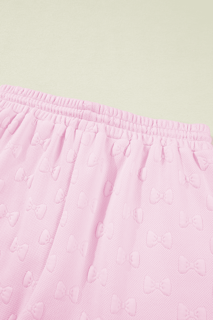 Pink Bow Textured Lounge Set – Cute Western Summer Outfit | Cowgirl Charm - Cowgirl Charm