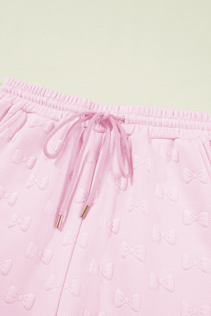 Pink Bow Textured Lounge Set – Cute Western Summer Outfit | Cowgirl Charm - Cowgirl Charm