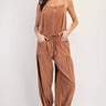 Pleated Drawstring Jogger Jumpsuit - Cowgirl Charm